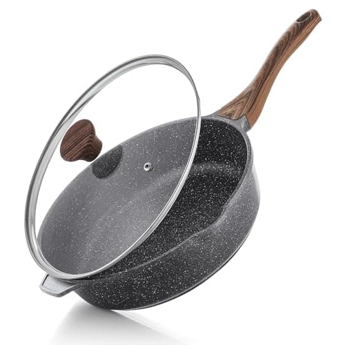 SENSARTE Nonstick Deep Frying Pan Skillet, 12-inch Saute Pan with Lid