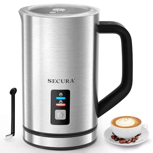 Secura Milk Frother, Electric Milk Steamer Stainless Steel, 8.4oz/250ml Automatic Hot and Cold Foam Maker and Milk Warmer for Latte, Cappuccinos, Macchiato, 120V