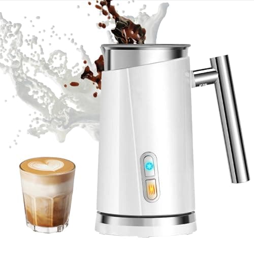 seydere Milk Frother and Steamer, Non-Slip Stylish Design, Hot & Cold Milk Steamer with Temperature Control, Auto Shut-Off Frother for Coffee, Latte, Cappuccino, Macchiato (white)