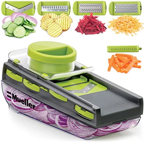 Mueller Mandoline Slicer, Premium Quality V-Pro Five Blade Adjustable Vegetable Slicer, Cutter, Shredder, Veggie Slicers for Fruits and Vegetables Gray