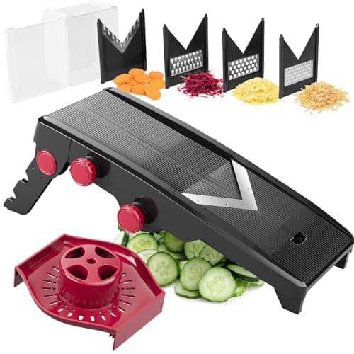Mueller Austria Mandoline Slicer for Kitchen, Adjustable Vegetable Chopper, Fruit, Cheese Grater, Potato Chips Slicer - Black
