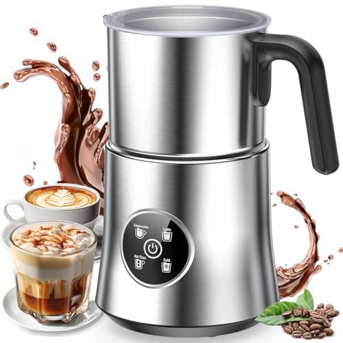 Milk Frother and Steamer, 4-in-1 Electric Frother for Hot & Cold Foam, One-Touch Operation for Cafe-Style Lattes & Cappuccinos, Fast Heat, Dishwasher Safe, 30.44Oz/900ML