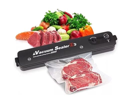 Powerful Food Vacuum Sealer Machine – Compact Design, Automatic Operation, Ultra Quiet & Fast 15 Sec Seal, r, Includes 10 Vacuum Bags – Black Food Sealing System for All Types