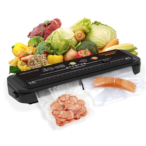 MEGAWISE Model B 2025 Vacuum Sealer | Powerful & Compact | One-Touch Automatic Food Sealer for Cold, Wet, Moist, and Dry Foods | Compatible with Thick, Medium, and Thin Bags | OMNI MACHINE (Black)